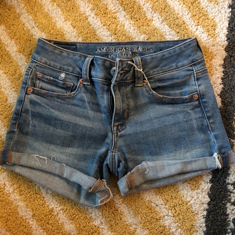 AE high-waisted midi jean shorts, 00